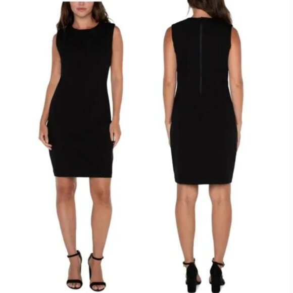 NWT Liverpool Sleeveless Sheath Dress in Black Size 16 - Picture 1 of 6